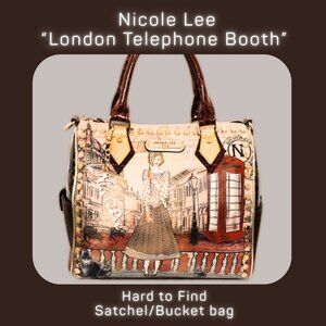Nicole Lee "London Telephone Booth” hand bag strap key chain satchel Purse Bag